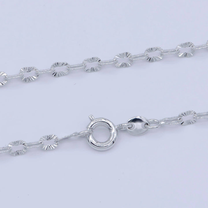 White Gold Filled 3mm Sunburst Cable Unique Everyday Layering 18 Inch Chain Silver Necklace | WA-202 - Esme and Elodie