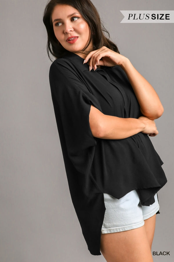 Umgee Plus Size short sleeve button down - Black