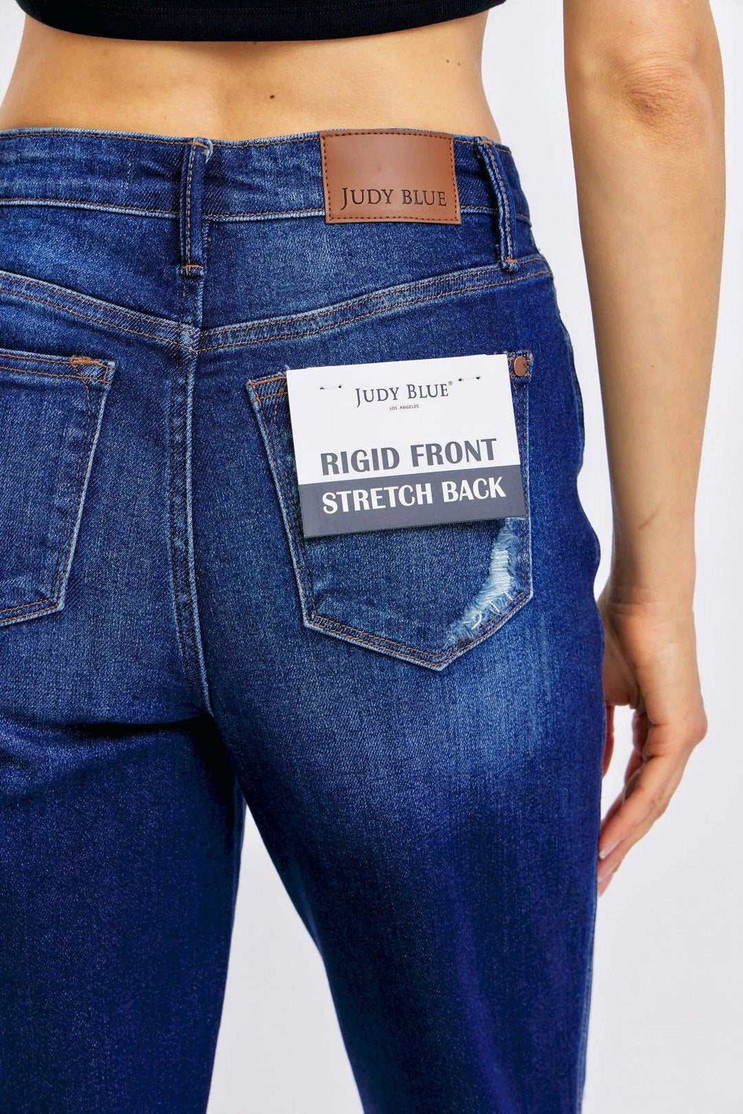 Women's Judy Blue Distressed Straight Leg Jeans in Dark Blue JB88819 - Esme and Elodie