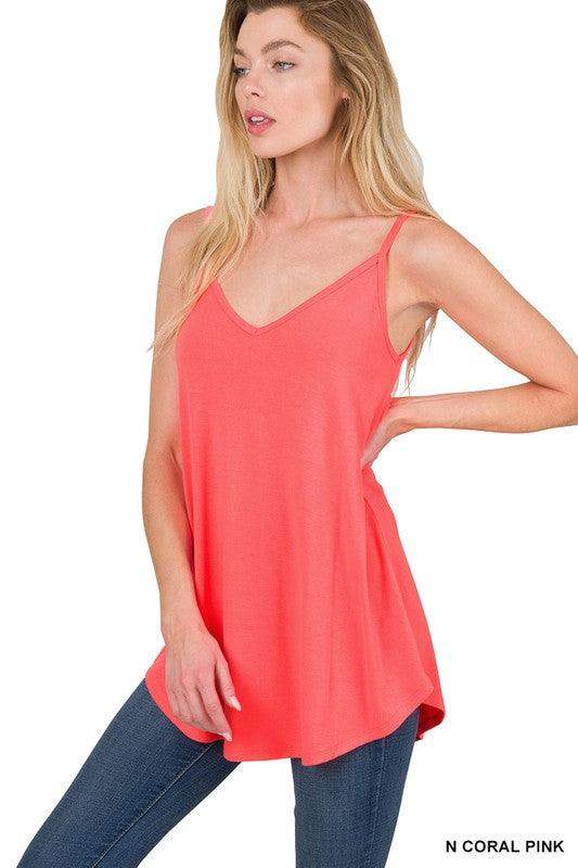Women's Zenana Cami Loose fit-Bright Coral Pink - Esme and Elodie