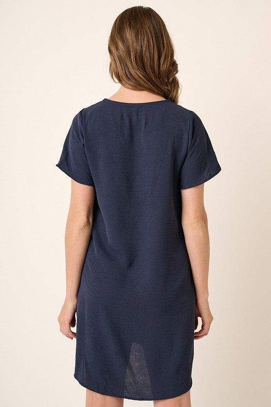 Womens PLUS Mittoshop Babydoll V-Neck Dress NAVY - Esme and Elodie