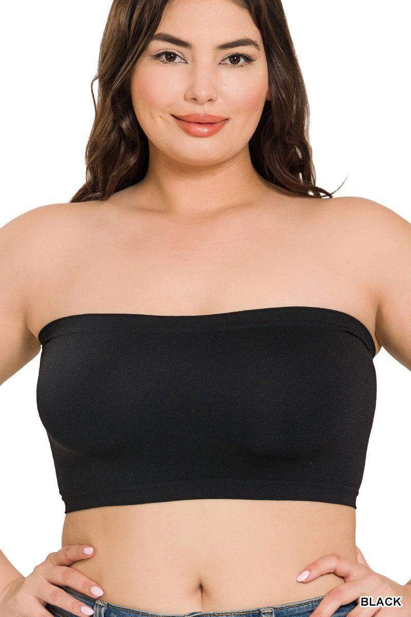 Womens PLUS SEAMLESS 8 INCH BANDEAU in Black - Esme and Elodie