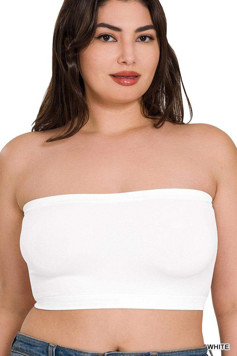 Womens PLUS SEAMLESS 8 INCH BANDEAU in White - Esme and Elodie