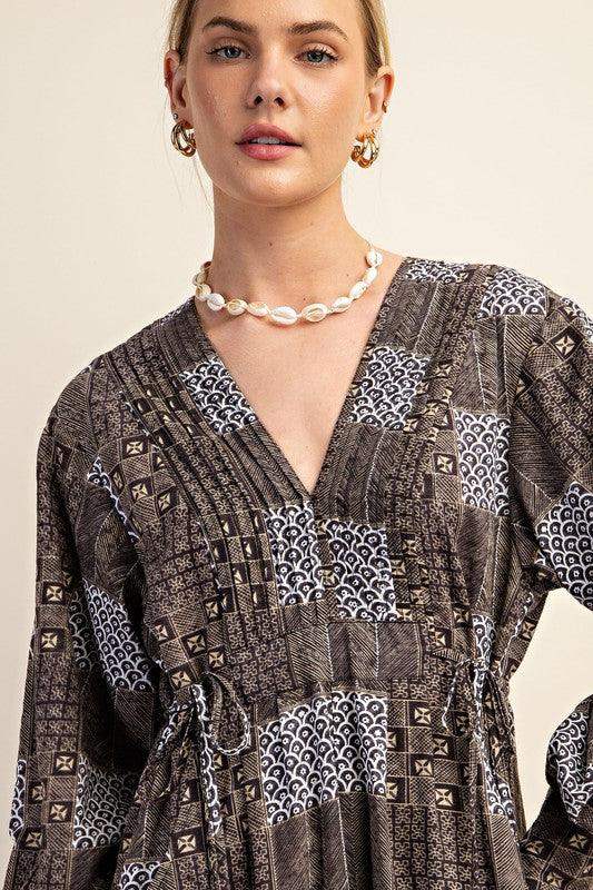 Womens Printed Wide Leg Jumpsuit with - Esme and Elodie