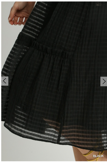 Womens Umgee Textured Midi Skirt Black Organza - Esme and Elodie