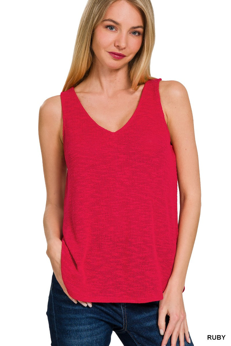 Womens vneck slub tanks top scopp neck - Esme and Elodie