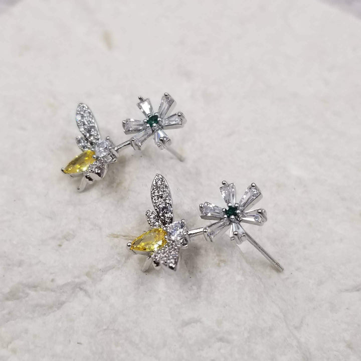 Zircon Flower Bee Studs - Esme and Elodie
