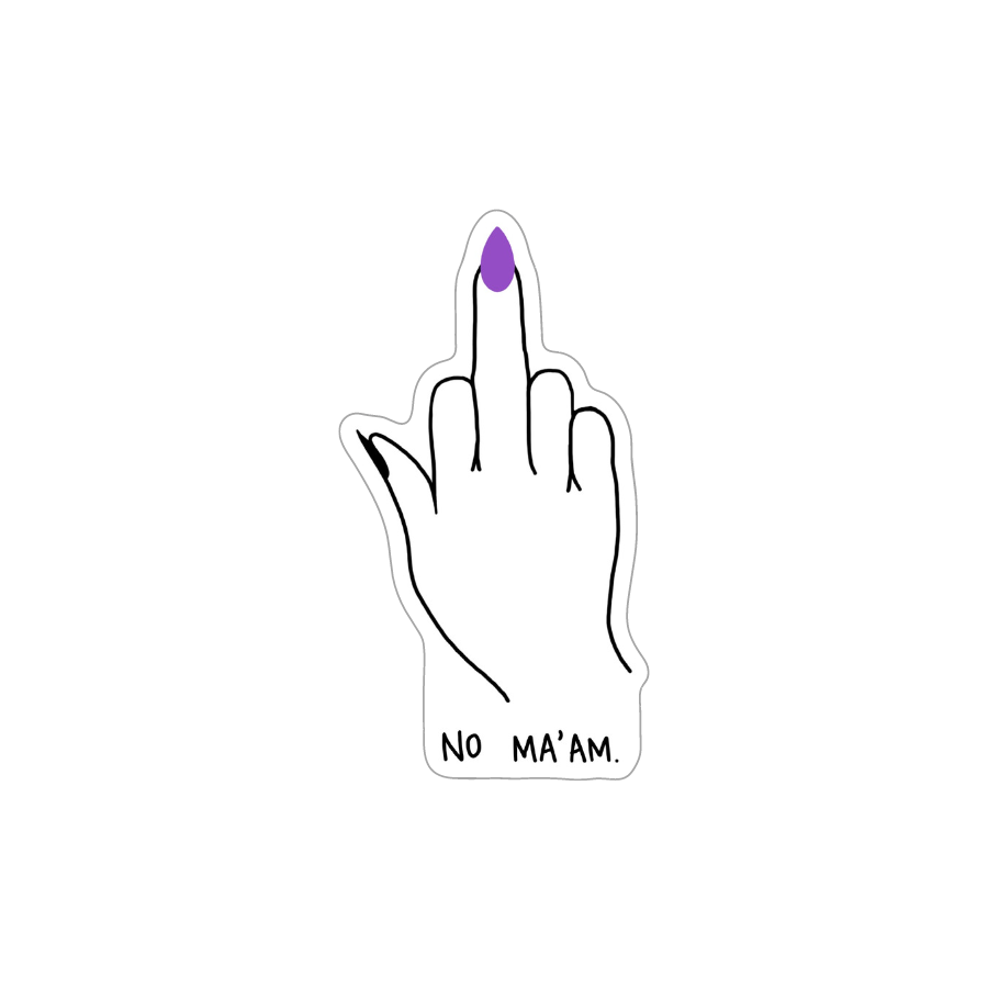 No Ma'am Middle Finger Vinyl Sticker