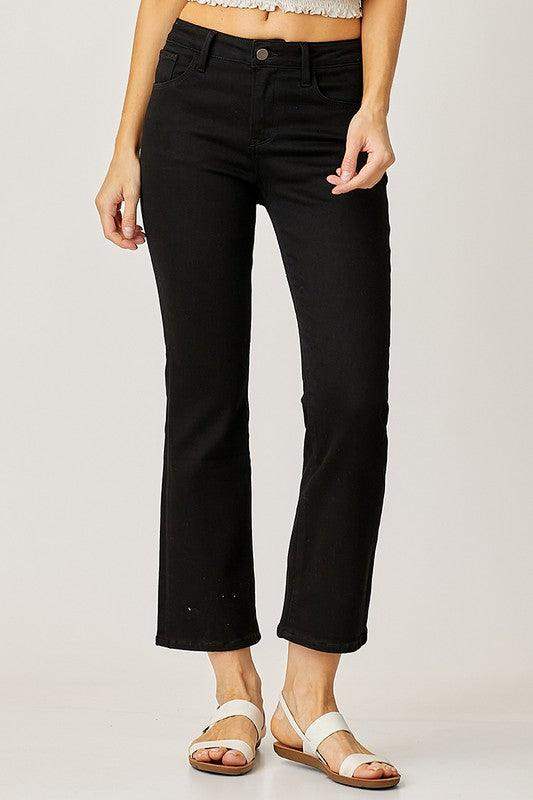 Womens Mid-rise Risen black bootcut jeans non-distressed
