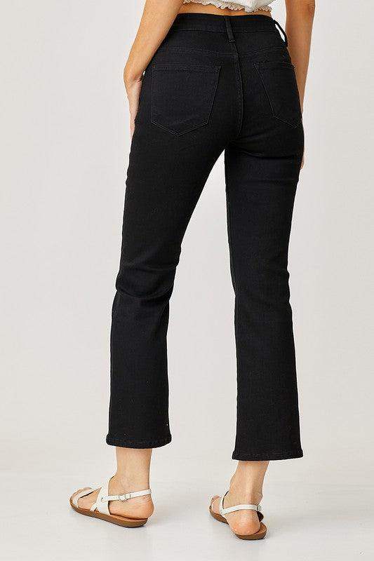 Womens Mid-rise Risen black bootcut jeans non-distressed