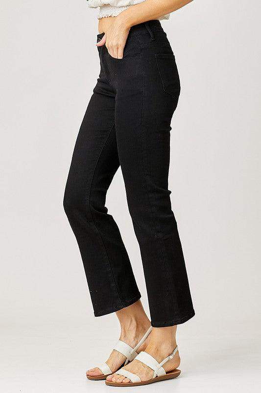 Womens Mid-rise Risen black bootcut jeans non-distressed