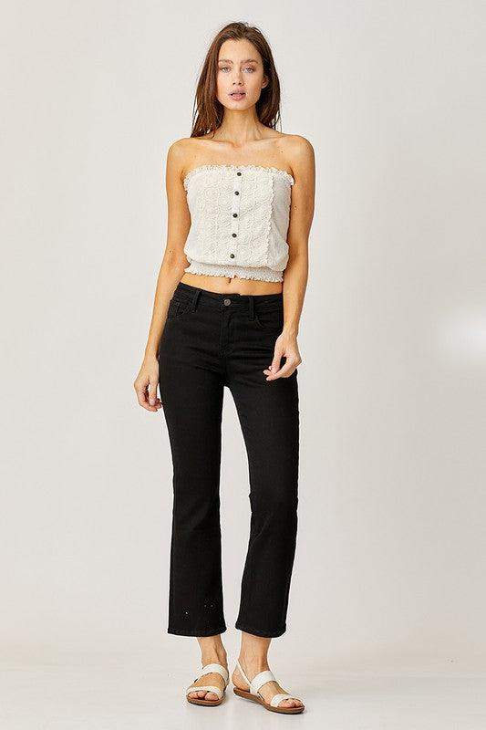Womens Mid-rise Risen black bootcut jeans non-distressed