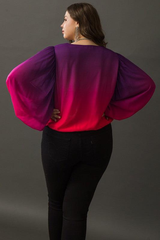 Plus Size Ombre Rainbow faux wrap top - Esme and Elodie