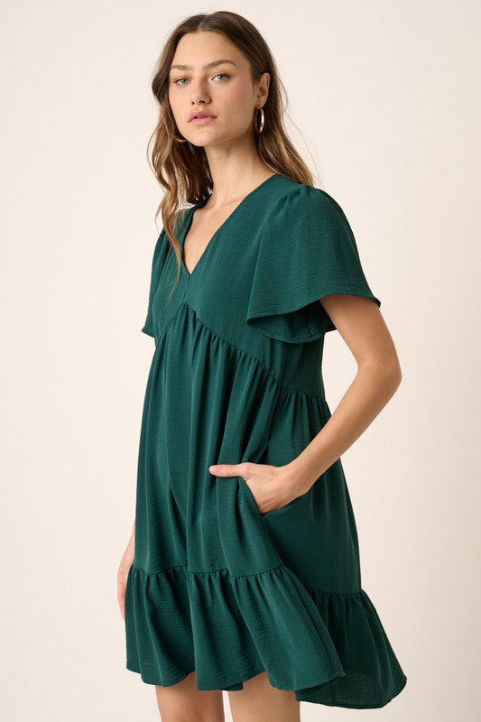 Women and Plus size Airflow woven dolman sleeve dress in Spruce