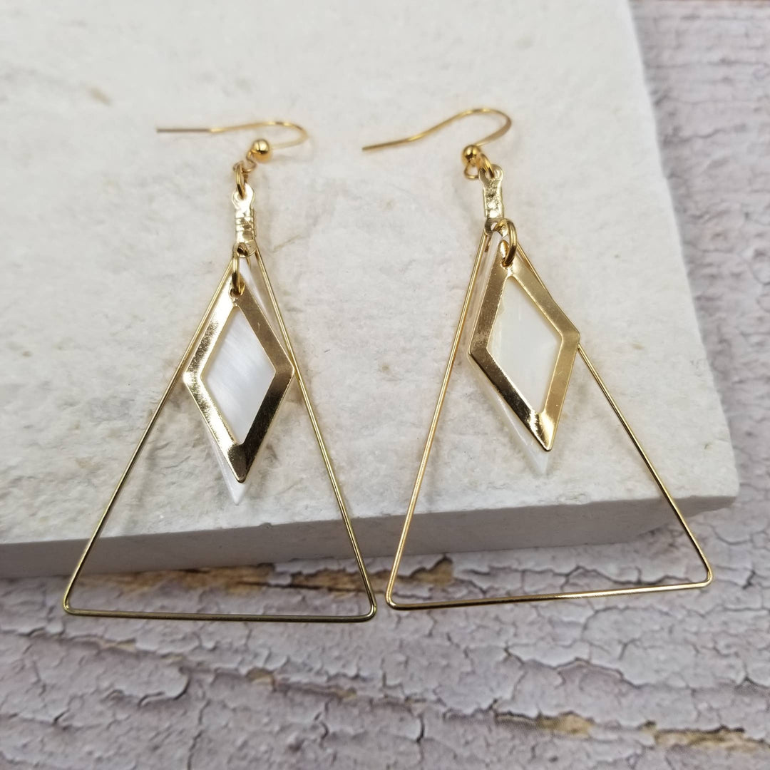 Triangle Dangle Earrings - Gold