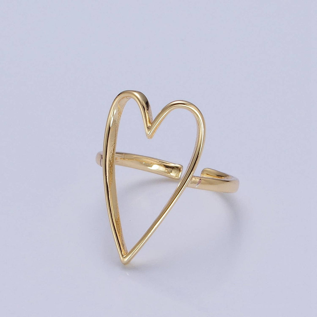 Minimalist Gold Heart Shaped Band Adjustable Ring