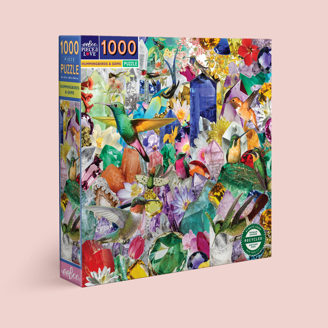 eeBoo - Hummingbirds and Gems 1000 Piece Puzzle