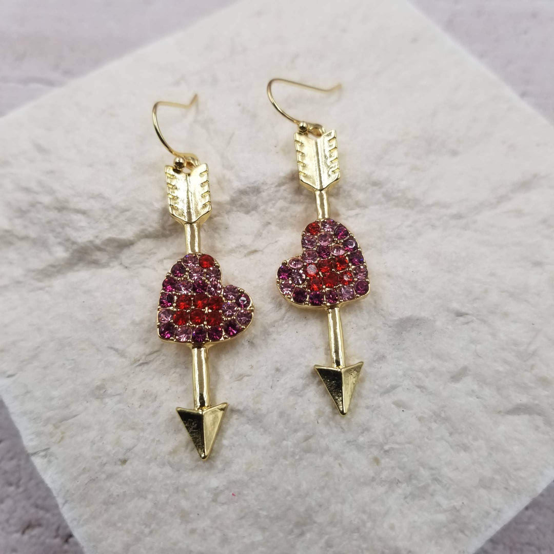 Cupid's Arrow Heart Earrings - Valentine's Day