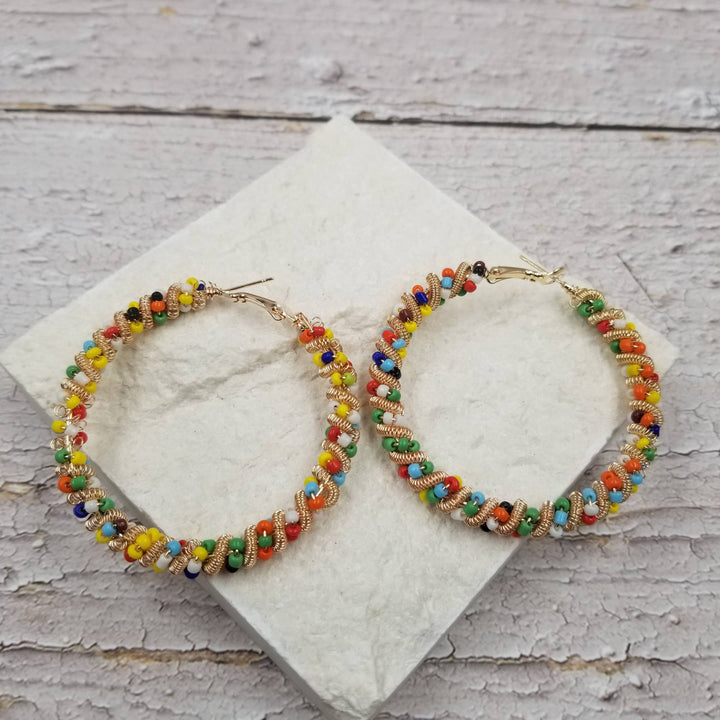 Treasure Wholesale - Colorful Miyuki Mechanical Spring Circles Earrings