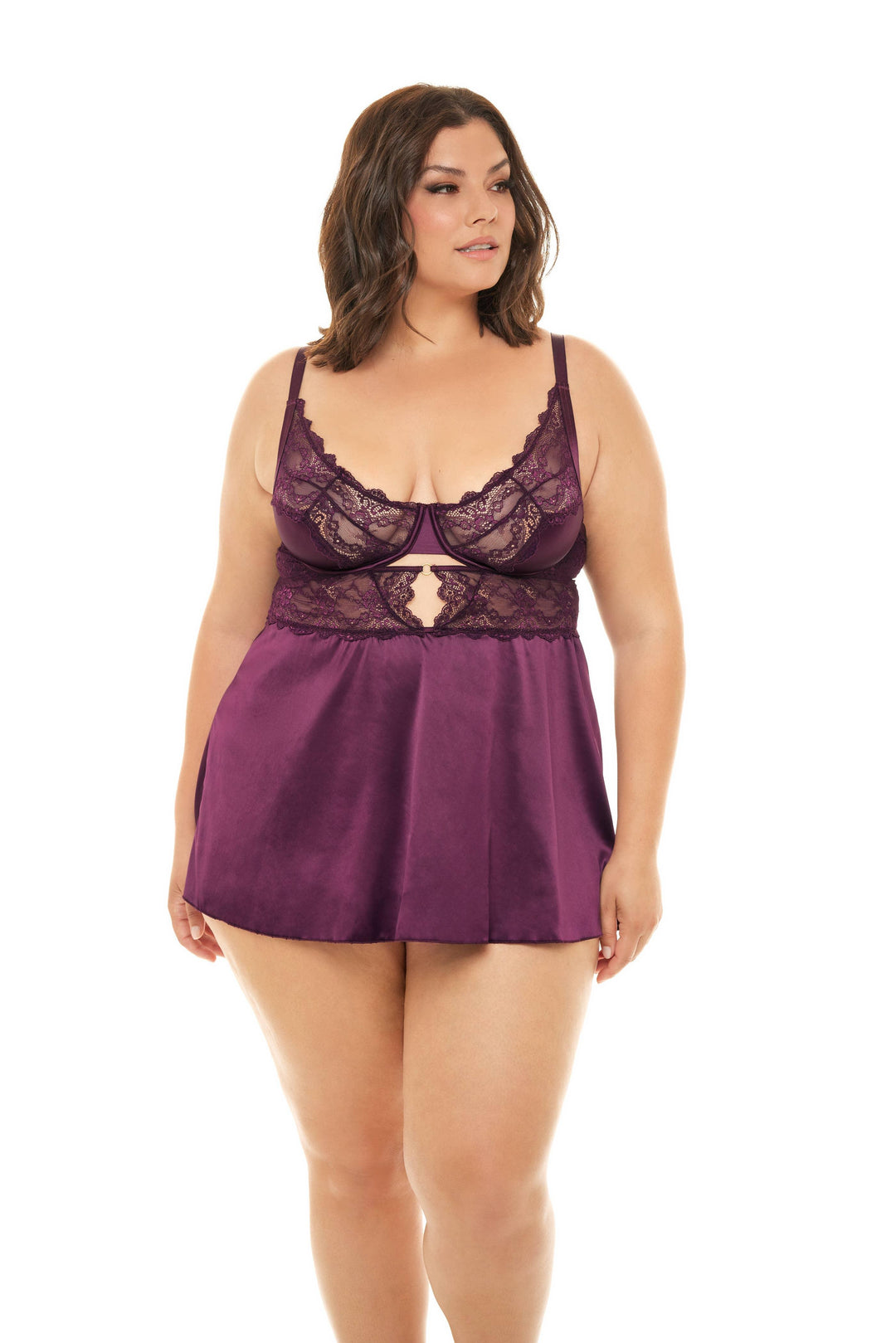 Plus Women's Donna Babydoll lingerie Purple - Esme and Elodie
