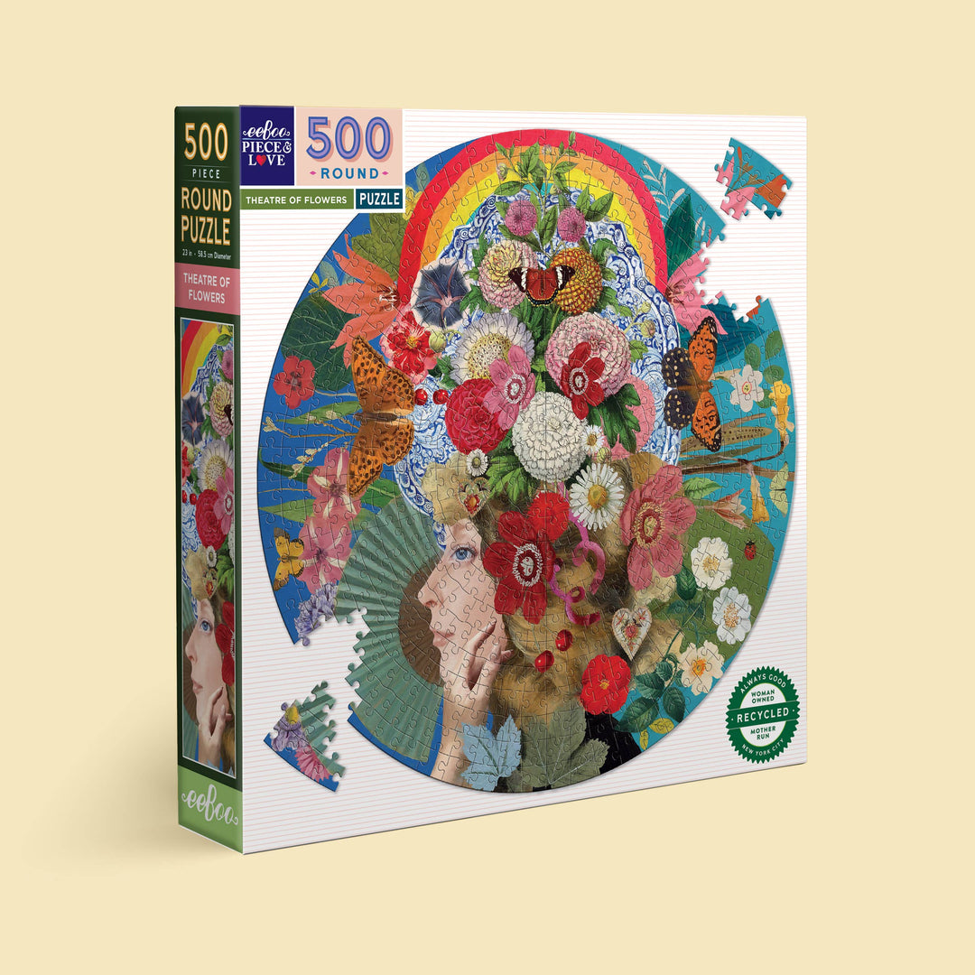 eeBoo - Theatre of Flowers 500 Piece Round Adult Jigsaw Puzzle