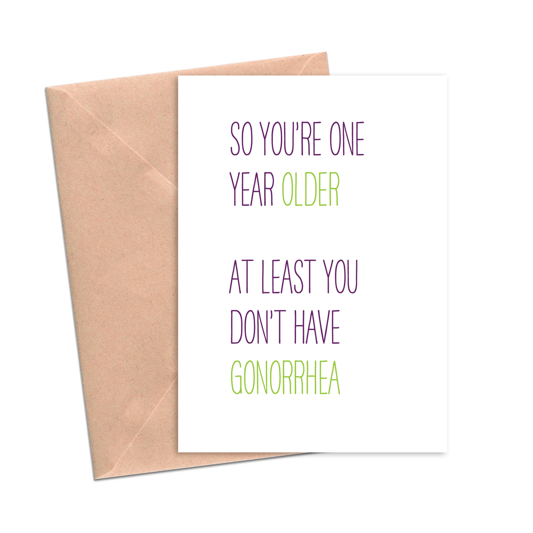 No Gonorrhea Funny Birthday Card