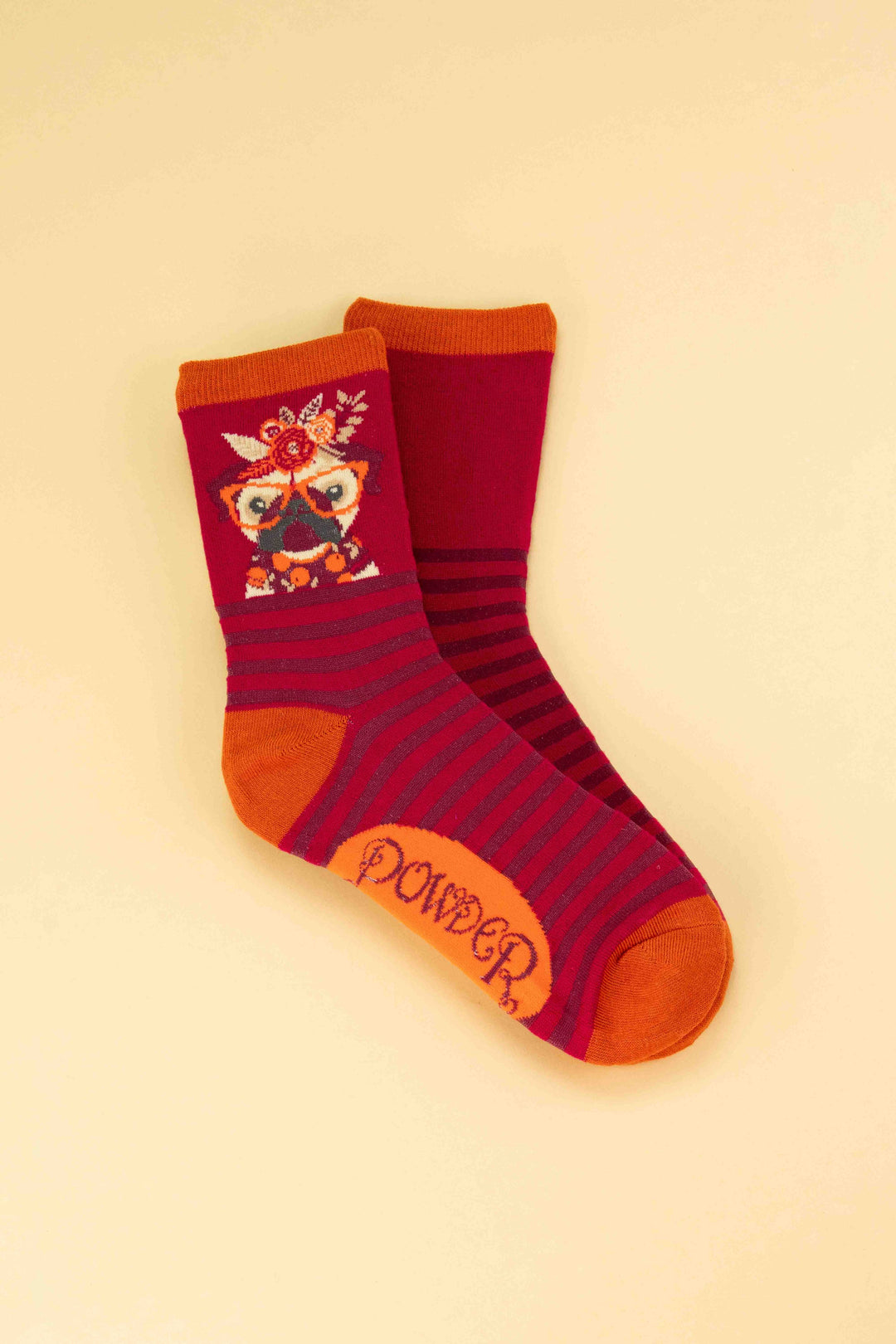 Powder Design inc - Ladies Ankle Socks Floral Pug