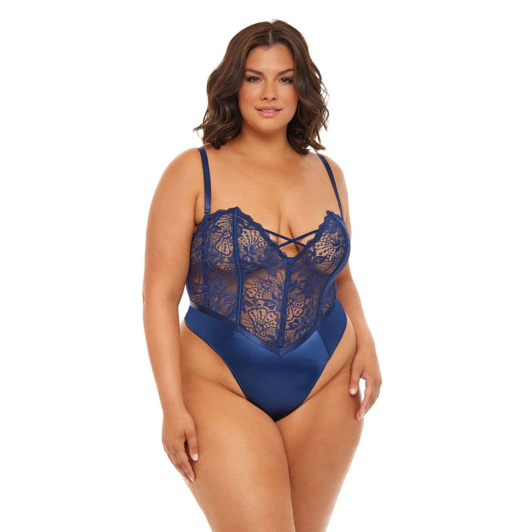 Oh la la Cheri - Andie Estate Blue Teddy lingerie Curve