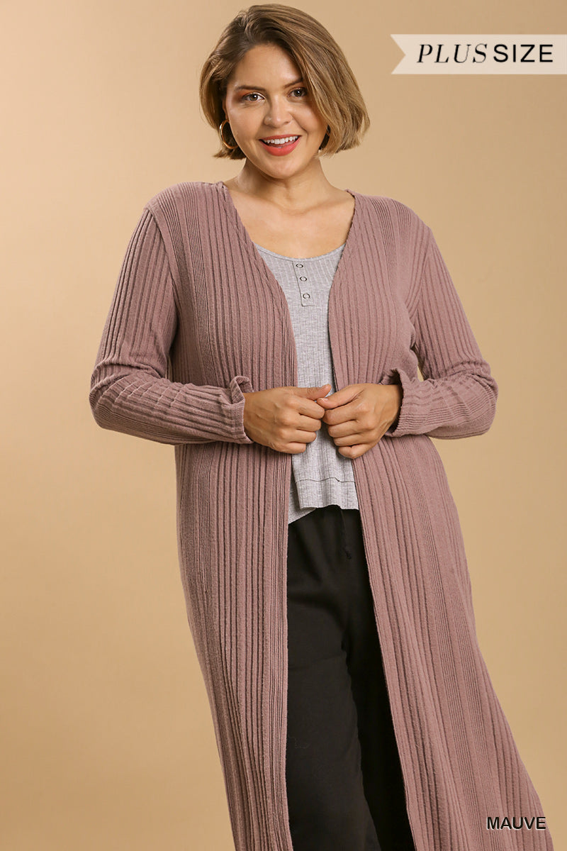 Plus Open Front Long Body Cardigan