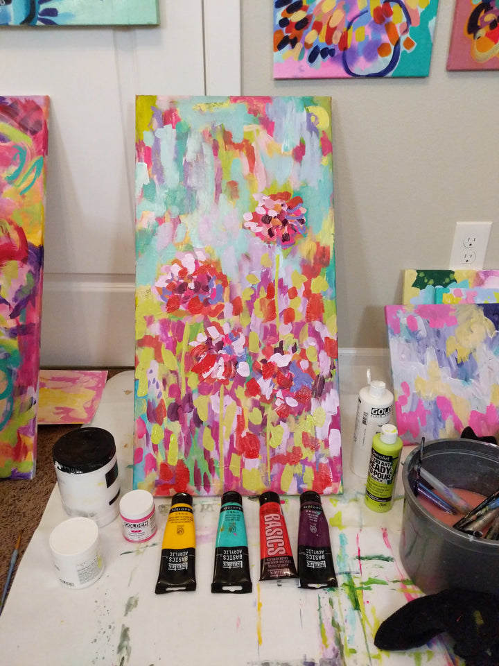 Abstract Floral Paint and Sip- Friday June 23rd 7-9PM