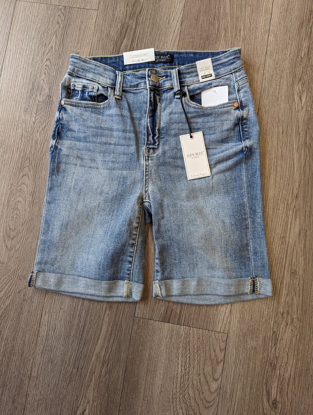 Judy Blue Jean Shorts- Strechy long inseam rolled hem shorts jb15226