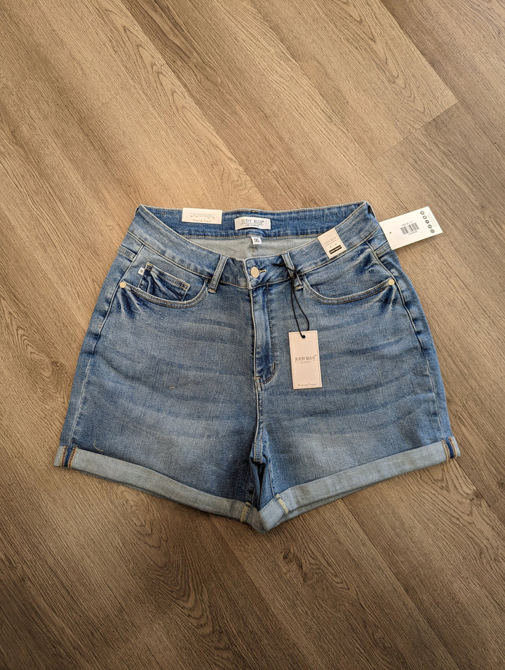 Plus Size Judy Blue Shorts Light Blue Rolled Hem