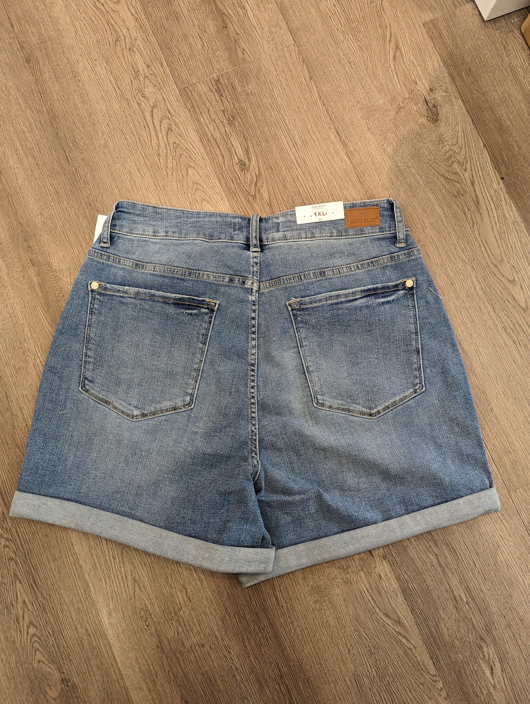 Plus Size Judy Blue Shorts Light Blue Rolled Hem