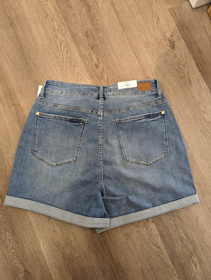 Plus Size Judy Blue Shorts Light Blue Rolled Hem