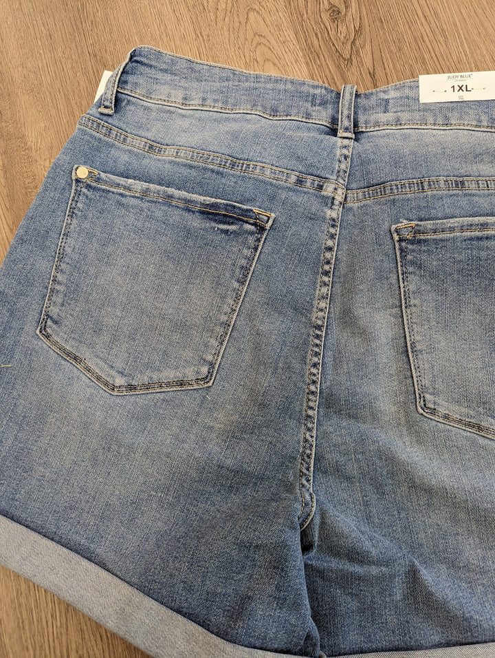 Plus Size Judy Blue Shorts Light Blue Rolled Hem