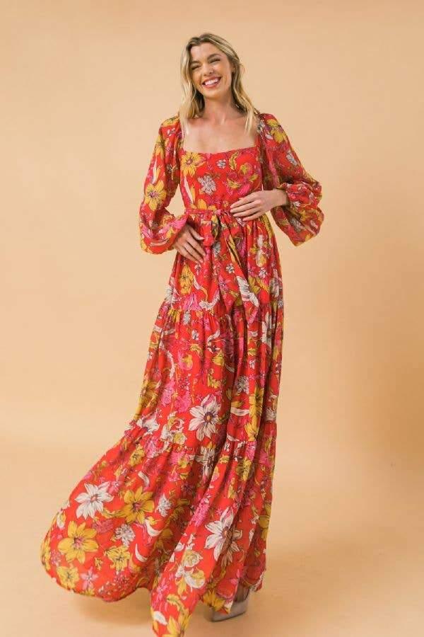 Far Away Vacation- womens printed woven maxi dress - Esme and Elodie