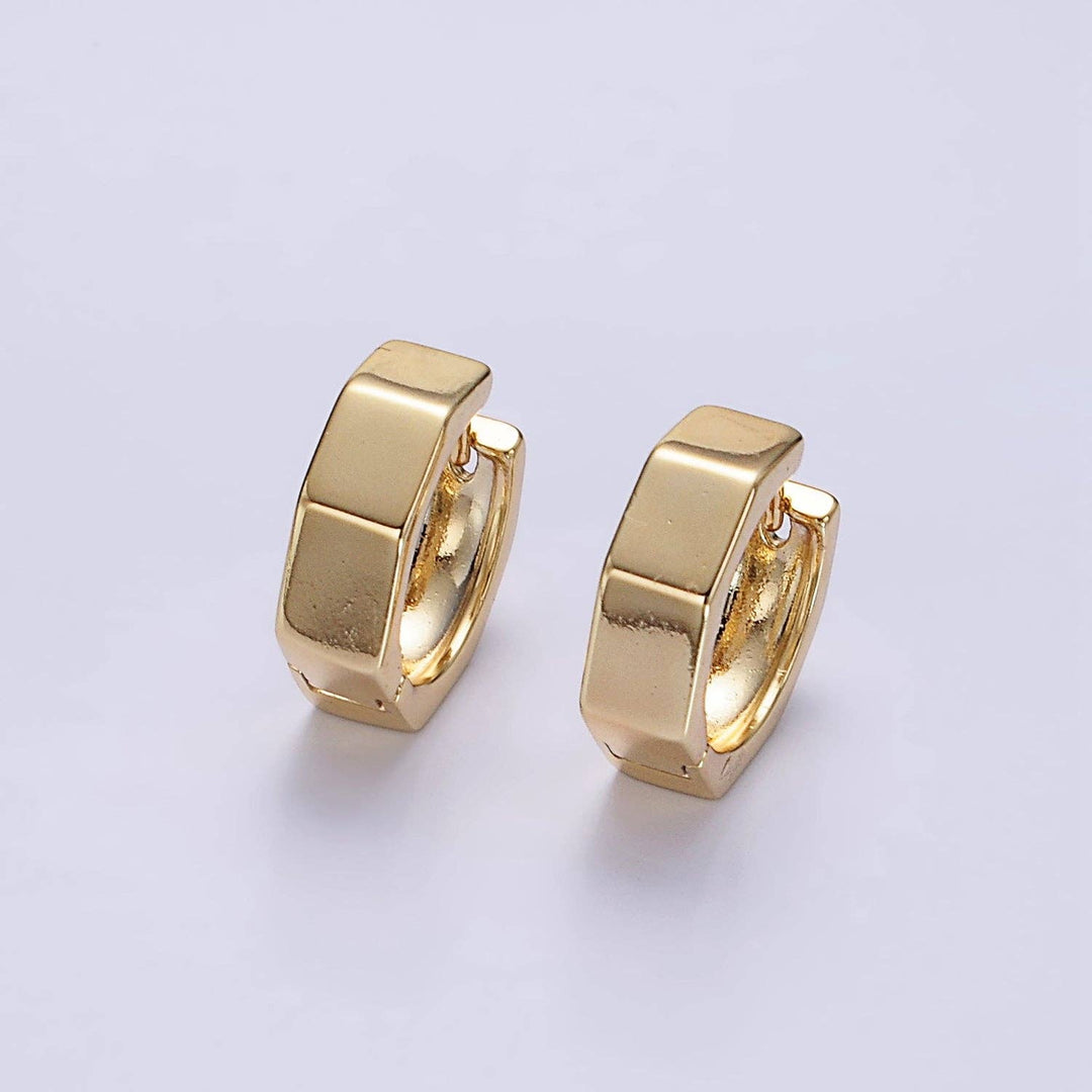 Aim Eternal - 14K Gold Filled 16mm Hexagonal Geometric Huggie Earrings - Esme and Elodie