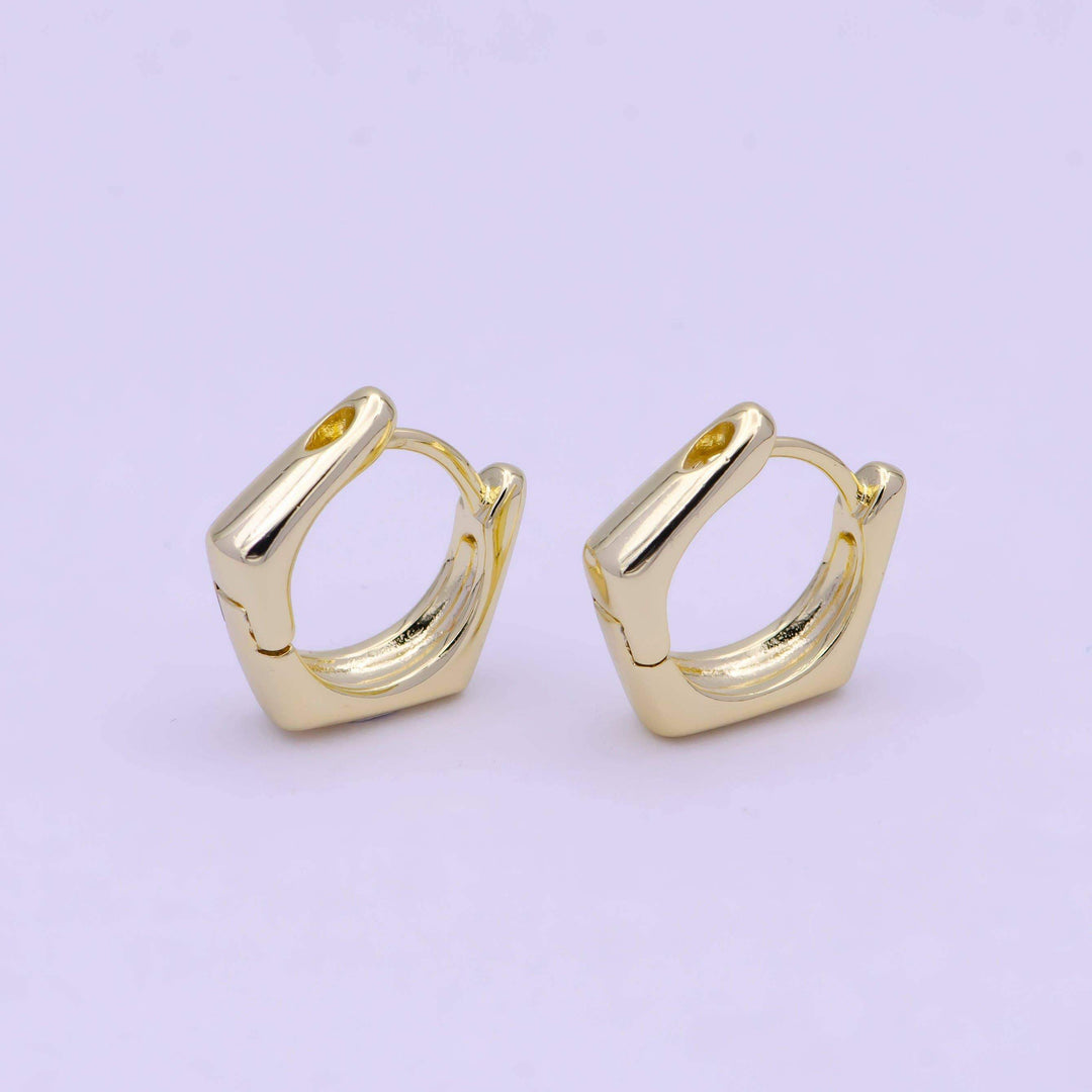 Aim Eternal - 14K Gold Filled Hexagonal Huggie Hoops - Esme and Elodie