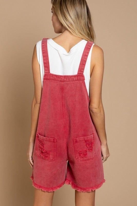 All American- apple red overall shorts by POL - Esme and Elodie