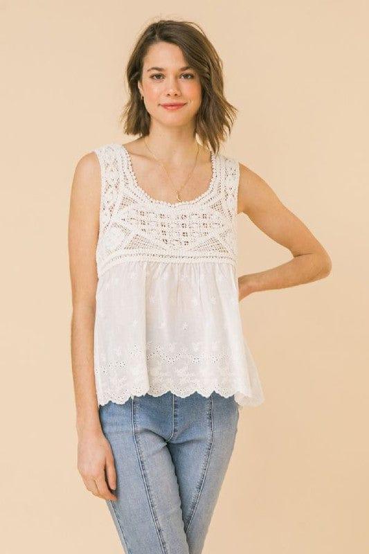 All I wanna be- solid lace combination top with square neck - Esme and Elodie