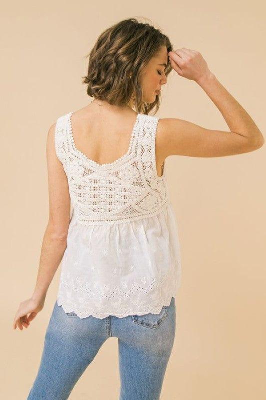 All I wanna be- solid lace combination top with square neck - Esme and Elodie