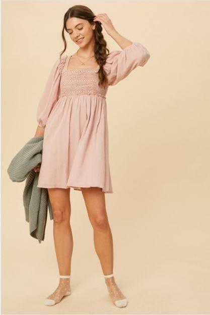 Alpine Beauty- women's 3.4th sleeve lace front dress in forest green - Esme and Elodie