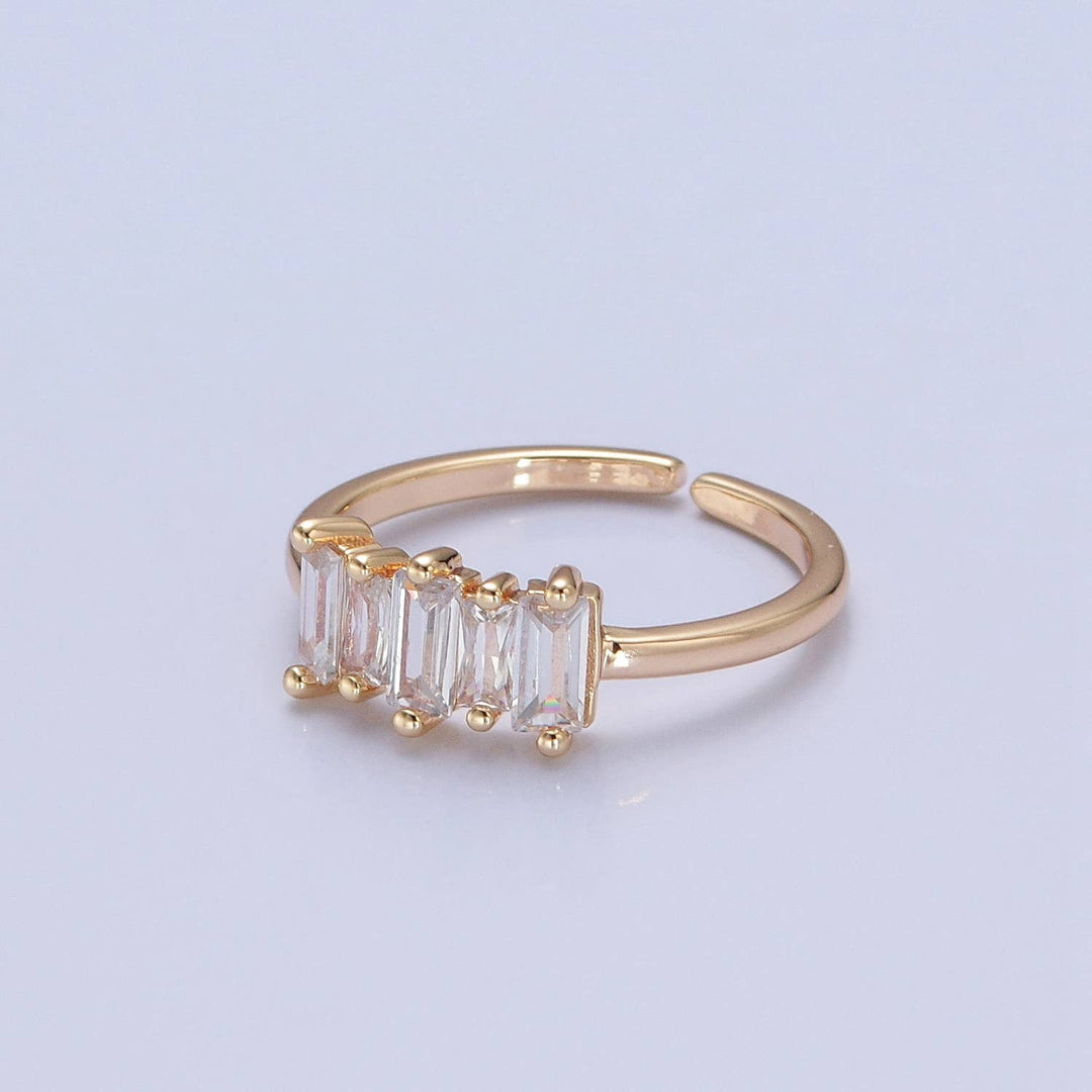 Clear CZ Crystal Baguette Stone Gold Minimalist Ring