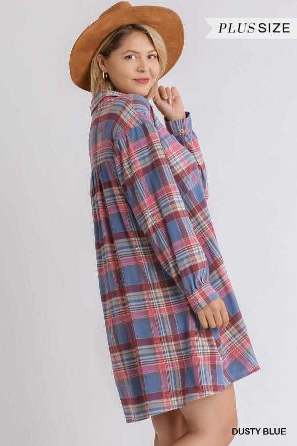 Baby blue Eyes - dusty blue plaid mini dress and tunic - Esme and Elodie