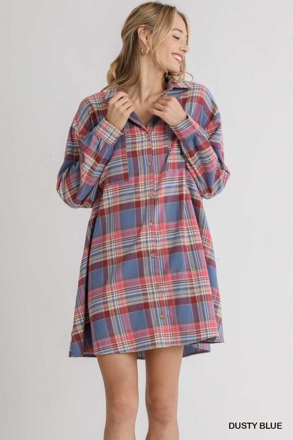 Baby blue Eyes - dusty blue plaid mini dress and tunic - Esme and Elodie