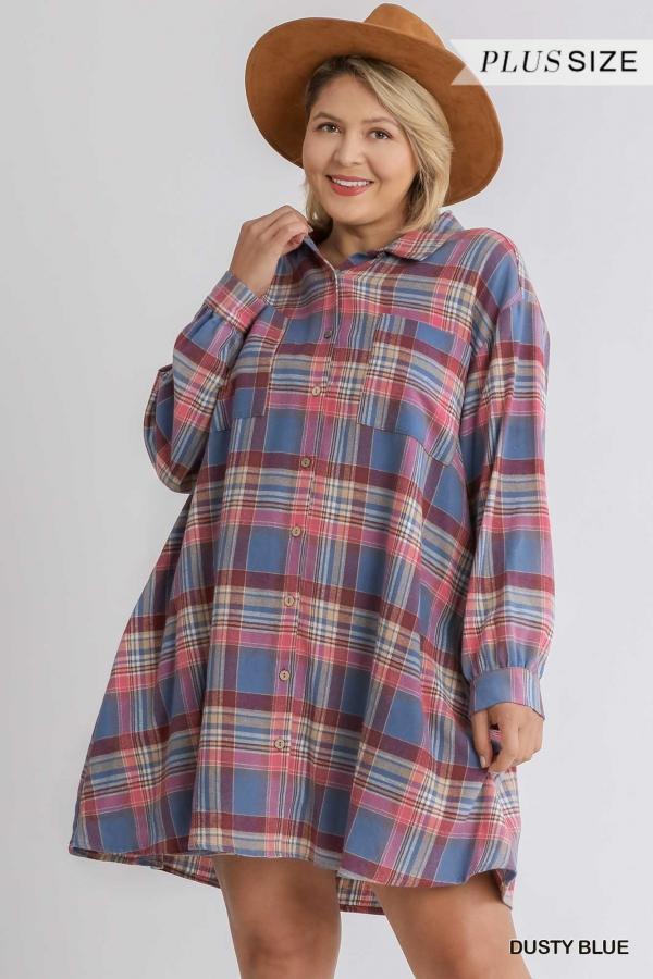 Baby blue Eyes - dusty blue plaid mini dress and tunic - Esme and Elodie