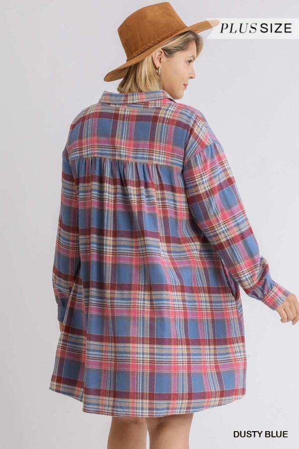 Baby blue Eyes - dusty blue plaid mini dress and tunic - Esme and Elodie