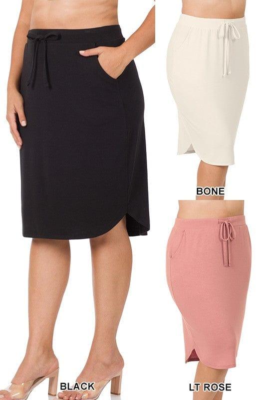 Basic Bae- plus size knit skirt with elastic waistband and pockets - Esme and Elodie