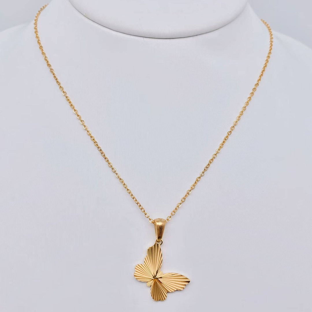 Mio Queena - Gold Plated Stainless Steel Butterfly Pendant Necklace