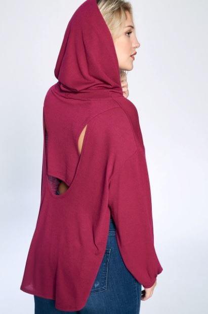 Be Mine- Plus size haccie hoodie with open back cutout - Esme and Elodie